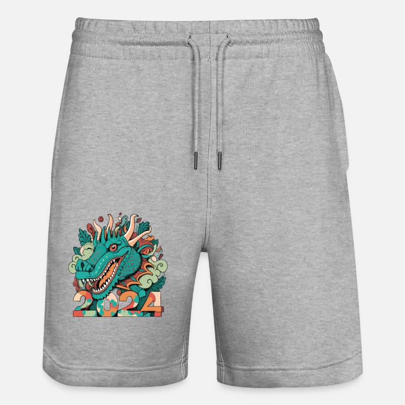 BONNE ANNÉE DRAGON 2024 - Short de jogging bio TRAINER Stanley/Stella unisexe - gris chiné