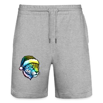 Cheetah Head Christmas Portrait Colorful - Stanley/Stella Trainer Unisex Organic Jogging Shorts - heather grey - Front - Nik (191cm) & Marisol (170cm)