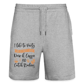 LD Labour And Delivery Nurse - Stanley/Stella Trainer Unisex Organic Jogging Shorts - heather grey - Front - Nik (191cm) & Marisol (170cm)