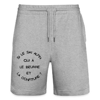 t-shirt humoristique, cadeau homme, femme, humour - Short de jogging bio TRAINER Stanley/Stella unisexe - gris chiné - Devant - Nik (191cm) & Marisol (170cm)