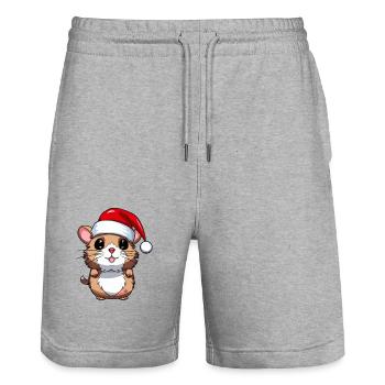 Hamster Weihnachten Tier Porträt Xmas - Stanley/Stella Unisex Bio Joggingshorts Trainer  - Grau meliert - Vorne - Nik (191cm) & Marisol (170cm)