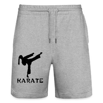 Karaté - Short de jogging bio TRAINER Stanley/Stella unisexe - gris chiné - Devant - Nik (191cm) & Marisol (170cm)