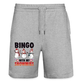 Bingo With My Snowmies Lustiger Schneemann - Stanley/Stella Unisex Bio Joggingshorts Trainer  - Grau meliert - Vorne - Nik (191cm) & Marisol (170cm)