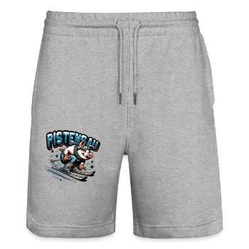Skifahrer Schwein Pistensau Après-ski - Stanley/Stella Unisex Bio Joggingshorts Trainer  - Grau meliert - Vorne - Nik (191cm) & Marisol (170cm)
