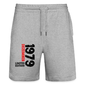 1979 Dezember Limited Edition 44. Geburtstag Deko - Stanley/Stella Unisex Bio Joggingshorts Trainer  - Grau meliert - Vorne - Nik (191cm) & Marisol (170cm)