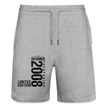 Birthday December 2008 December born in December - Stanley/Stella Trainer Unisex Organic Jogging Shorts - heather grey - Front - Nik (191cm) & Marisol (170cm)