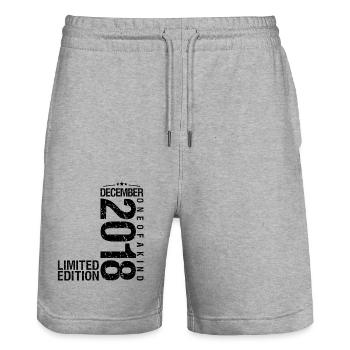 Birthday December 2018 December born in December - Stanley/Stella Trainer Unisex Organic Jogging Shorts - heather grey - Front - Nik (191cm) & Marisol (170cm)