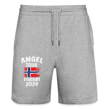 EIGERÖY 2024 Angel Tour Norwegen - Stanley/Stella Unisex Bio Joggingshorts Trainer  - Grau meliert - Vorne - Nik (191cm) & Marisol (170cm)