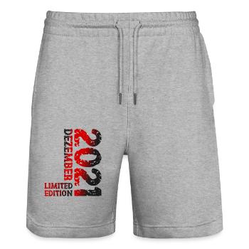 2021 Dezember Limited Edition 2. Geburtstag Deko - Stanley/Stella Unisex Bio Joggingshorts Trainer  - Grau meliert - Vorne - Nik (191cm) & Marisol (170cm)