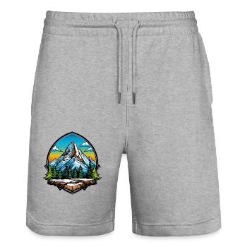 Berge Symbol Wandern Schild - Stanley/Stella Unisex Bio Joggingshorts Trainer  - Grau meliert - Vorne - Nik (191cm) & Marisol (170cm)