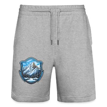 Berge Natur Wappen - Stanley/Stella Unisex Bio Joggingshorts Trainer  - Grau meliert - Vorne - Nik (191cm) & Marisol (170cm)