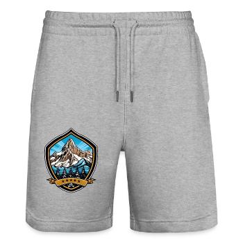 Mountains Wappen Berge - Stanley/Stella Unisex Bio Joggingshorts Trainer  - Grau meliert - Vorne - Nik (191cm) & Marisol (170cm)