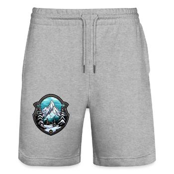 Berge Natur Wappen - Stanley/Stella Unisex Bio Joggingshorts Trainer  - Grau meliert - Vorne - Nik (191cm) & Marisol (170cm)
