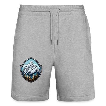 Berge Symbol Wappen - Stanley/Stella Unisex Bio Joggingshorts Trainer  - Grau meliert - Vorne - Nik (191cm) & Marisol (170cm)