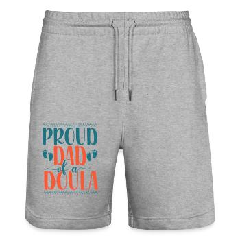 Doula Birth Worker Dad Proud Dad - Stanley/Stella Unisex Bio Joggingshorts Trainer  - Grau meliert - Vorne - Nik (191cm) & Marisol (170cm)