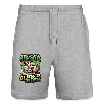 Australische Sugar Glider Kurzkopfgleitbeutler - Stanley/Stella Unisex Bio Joggingshorts Trainer  - Grau meliert - Vorne - Nik (191cm) & Marisol (170cm)