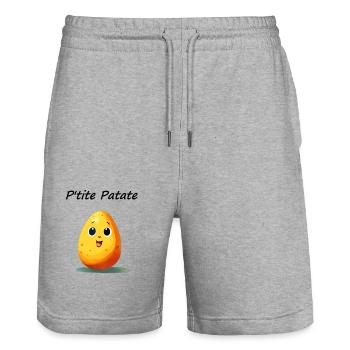 P'tite Patate Pomme de terre - Short de jogging bio TRAINER Stanley/Stella unisexe - gris chiné - Devant - Nik (191cm) & Marisol (170cm)