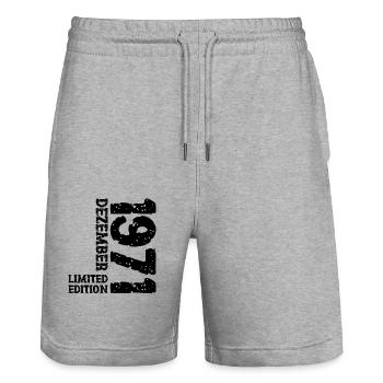 1971 Dezember Limited Edition 52. Geburtstag Deko - Stanley/Stella Unisex Bio Joggingshorts Trainer  - Grau meliert - Vorne - Nik (191cm) & Marisol (170cm)