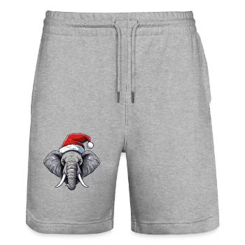 Elephant Head Christmas Portrait - Stanley/Stella Trainer Unisex Organic Jogging Shorts - heather grey - Front - Nik (191cm) & Marisol (170cm)