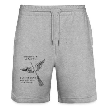Je suis une personne libre, et je volerai toujours avec des Japonais - Short de jogging bio TRAINER Stanley/Stella unisexe - gris chiné - Devant - Nik (191cm) & Marisol (170cm)