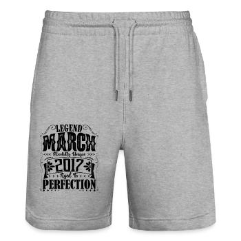 March 2017. Birthday Gift March 2017. March. - Stanley/Stella Trainer Unisex Organic Jogging Shorts - heather grey - Front - Nik (191cm) & Marisol (170cm)