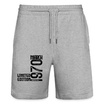 Geburtstagsgeschenk März 1970. März 1970. März - Stanley/Stella Unisex Bio Joggingshorts Trainer  - Grau meliert - Vorne - Nik (191cm) & Marisol (170cm)