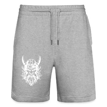 Viking Head Helmet - Stanley/Stella Trainer Unisex Organic Jogging Shorts - heather grey - Front - Nik (191cm) & Marisol (170cm)