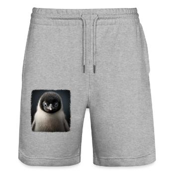 Penguins Realistic Penguin - Stanley/Stella Trainer Unisex Organic Jogging Shorts - heather grey - Front - Nik (191cm) & Marisol (170cm)