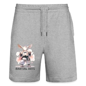 Drôle Arts Martiaux Lapin MMA Kawaii Arts Martiaux - Short de jogging bio TRAINER Stanley/Stella unisexe - gris chiné - Devant - Nik (191cm) & Marisol (170cm)
