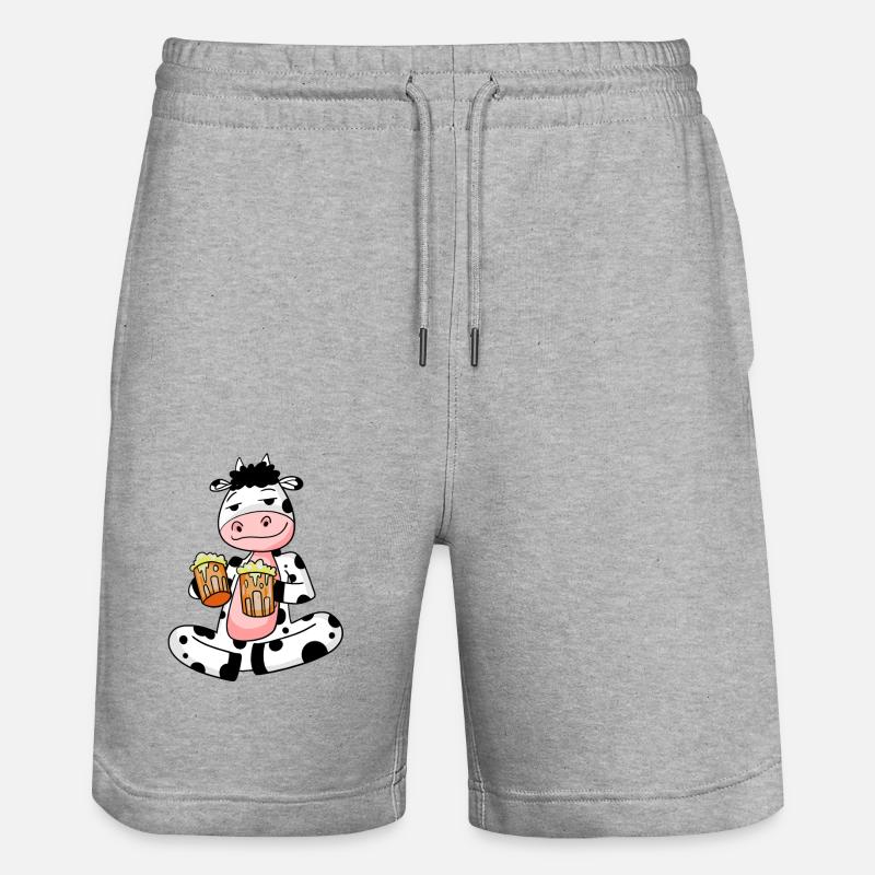 Kuh mit Bier - Stanley/Stella Unisex Bio Joggingshorts Trainer  - Grau meliert