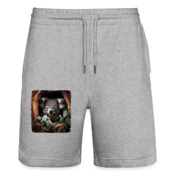 Koalas realistic Koala - Stanley/Stella Trainer Unisex Organic Jogging Shorts - heather grey - Front - Nik (191cm) & Marisol (170cm)