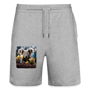 Koalas realistic Koala - Stanley/Stella Trainer Unisex Organic Jogging Shorts - heather grey - Front - Nik (191cm) & Marisol (170cm)