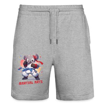 Lustiger Koala Martial Arts MMA Kawaii Kampfsport - Stanley/Stella Unisex Bio Joggingshorts Trainer  - Grau meliert - Vorne - Nik (191cm) & Marisol (170cm)