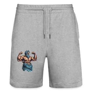 Bodybuilder Mythologie Musculation Muscles - Short de jogging bio TRAINER Stanley/Stella unisexe - gris chiné - Devant - Nik (191cm) & Marisol (170cm)