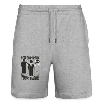 Nuptial Humor Sketch - Stanley/Stella Trainer Unisex Organic Jogging Shorts - heather grey - Front - Nik (191cm) & Marisol (170cm)