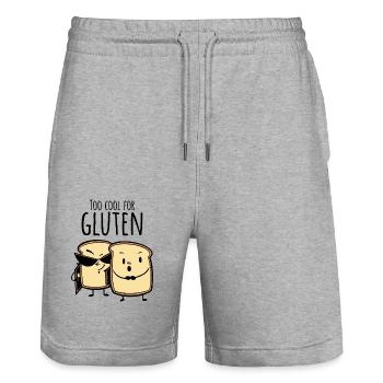 Trop cool pour le gluten - Funny Celiac Design - Short de jogging bio TRAINER Stanley/Stella unisexe - gris chiné - Devant - Nik (191cm) & Marisol (170cm)