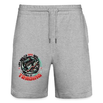 Stock Market Trading Chart - Funny Day Trader - Stanley/Stella Trainer Unisex Organic Jogging Shorts - heather grey - Front - Nik (191cm) & Marisol (170cm)