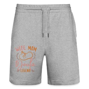 Doula Birth Worker Mom Wife. Mom. - Stanley/Stella Trainer Unisex Organic Jogging Shorts - heather grey - Front - Nik (191cm) & Marisol (170cm)