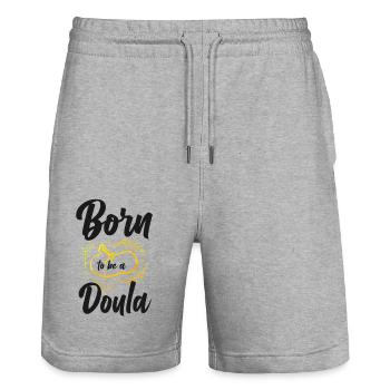 Doula Birth Worker Born To Be A - Stanley/Stella Trainer Unisex Organic Jogging Shorts - heather grey - Front - Nik (191cm) & Marisol (170cm)