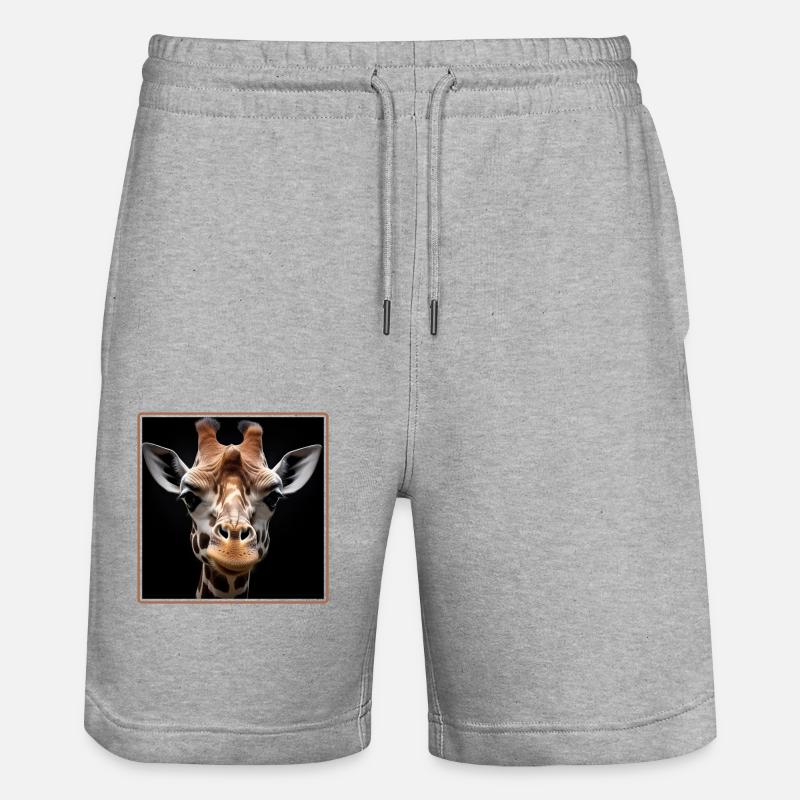 Giraffen realistic Giraffe - Stanley/Stella Unisex Bio Joggingshorts Trainer - Grau meliert