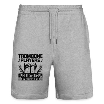 Marching Band Sayings Funny Marching Instruments - Stanley/Stella Trainer Unisex Organic Jogging Shorts - heather grey - Front - Nik (191cm) & Marisol (170cm)
