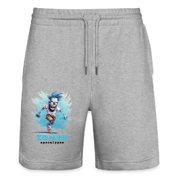 Zombie Apocalypse Zombies Undead Halloween - Stanley/Stella Trainer Unisex Organic Jogging Shorts - heather grey - Front - Nik (191cm) & Marisol (170cm)