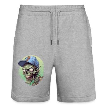 Halloween Spooky Horror Zombie Zombies - Stanley/Stella Trainer Unisex Organic Jogging Shorts - heather grey - Front - Nik (191cm) & Marisol (170cm)