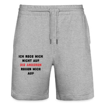 Gelassenheits-Spruch - Stanley/Stella Unisex Bio Joggingshorts Trainer  - Grau meliert - Vorne - Nik (191cm) & Marisol (170cm)