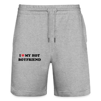 Liebe mein heißer Freund - Stanley/Stella Unisex Bio Joggingshorts Trainer  - Grau meliert - Vorne - Nik (191cm) & Marisol (170cm)