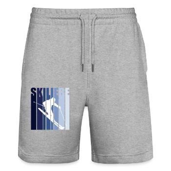 Ski Skiliebe Skifahrer Skifahrerin Wintersport Fun - Stanley/Stella Unisex Bio Joggingshorts Trainer  - Grau meliert - Vorne - Nik (191cm) & Marisol (170cm)