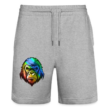 Gorilla Head Colorful - Stanley/Stella Trainer Unisex Organic Jogging Shorts - heather grey - Front - Nik (191cm) & Marisol (170cm)