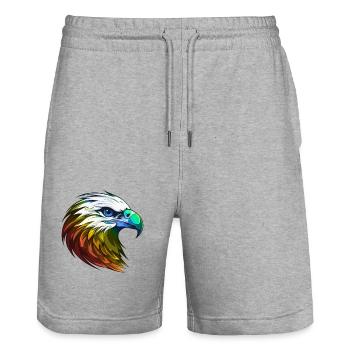 Eagle Head Colorful - Stanley/Stella Trainer Unisex Organic Jogging Shorts - heather grey - Front - Nik (191cm) & Marisol (170cm)