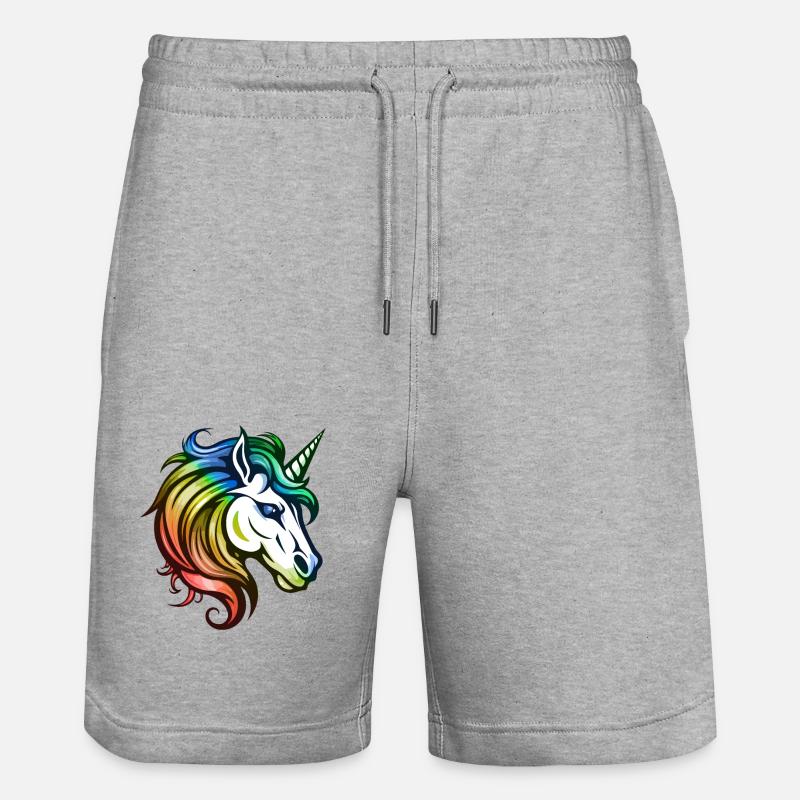 Einhorn Kopf Bunt - Stanley/Stella Unisex Bio Joggingshorts Trainer - Grau meliert