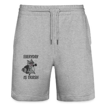 Everyday is Trash Raccoon Omnivore - Stanley/Stella Trainer Unisex Organic Jogging Shorts - heather grey - Front - Nik (191cm) & Marisol (170cm)